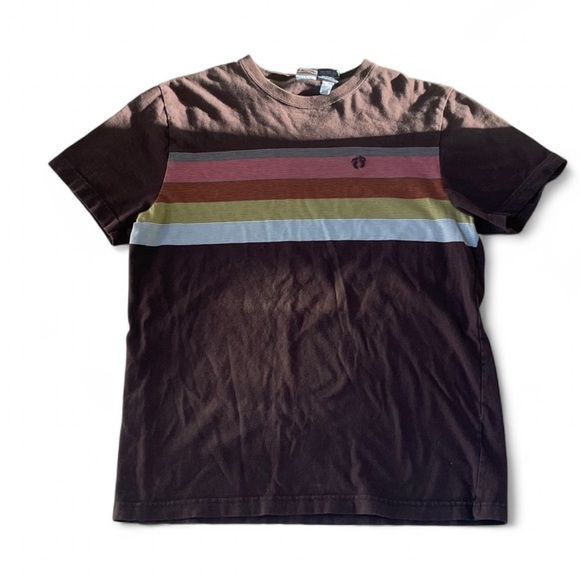 Vintage 👣 Hang Ten Tee Brown & Rainbow Men’s Medium - Picture 1 of 6